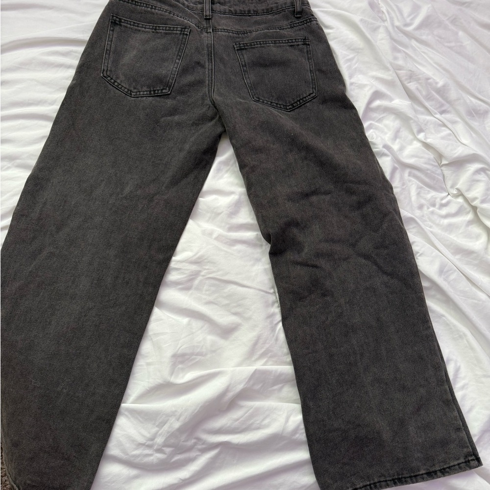 Edikted Low Rise Black Relaxed Jeans with Washed Look